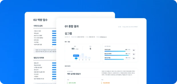 개인별 AI 역량평가 및 통합 역량진단 리포트 예시.