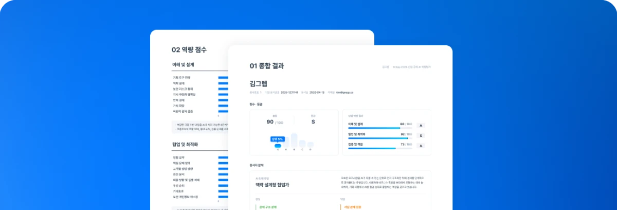 개인별 AI 역량평가 및 통합 역량진단 리포트 예시.